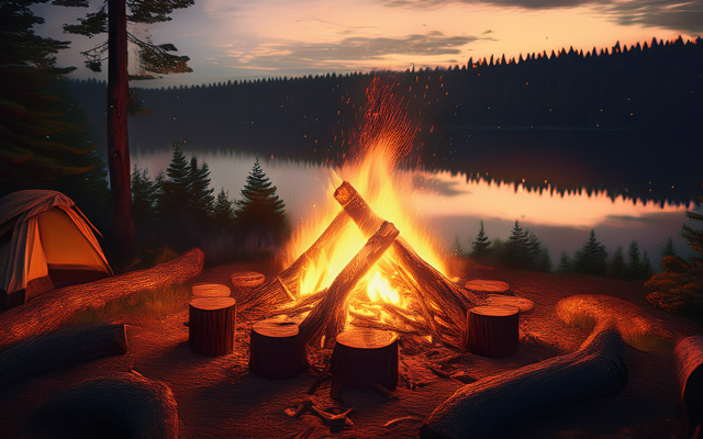 Campfire folk singing